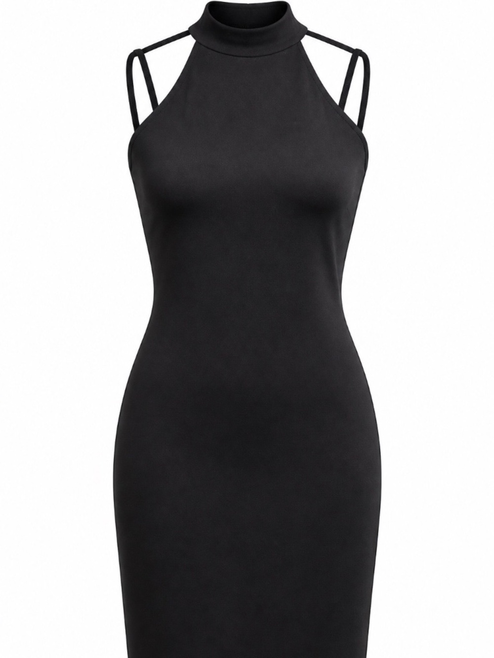 M103 - WHBM Little Black Dress w/ High Mock Neck Collar/Halter Dress, size 10